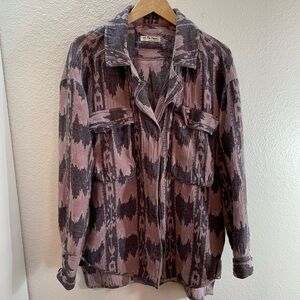 Free People Ikat Southwestern Navajo 100% Cotton Flannel Snap Button Size L.